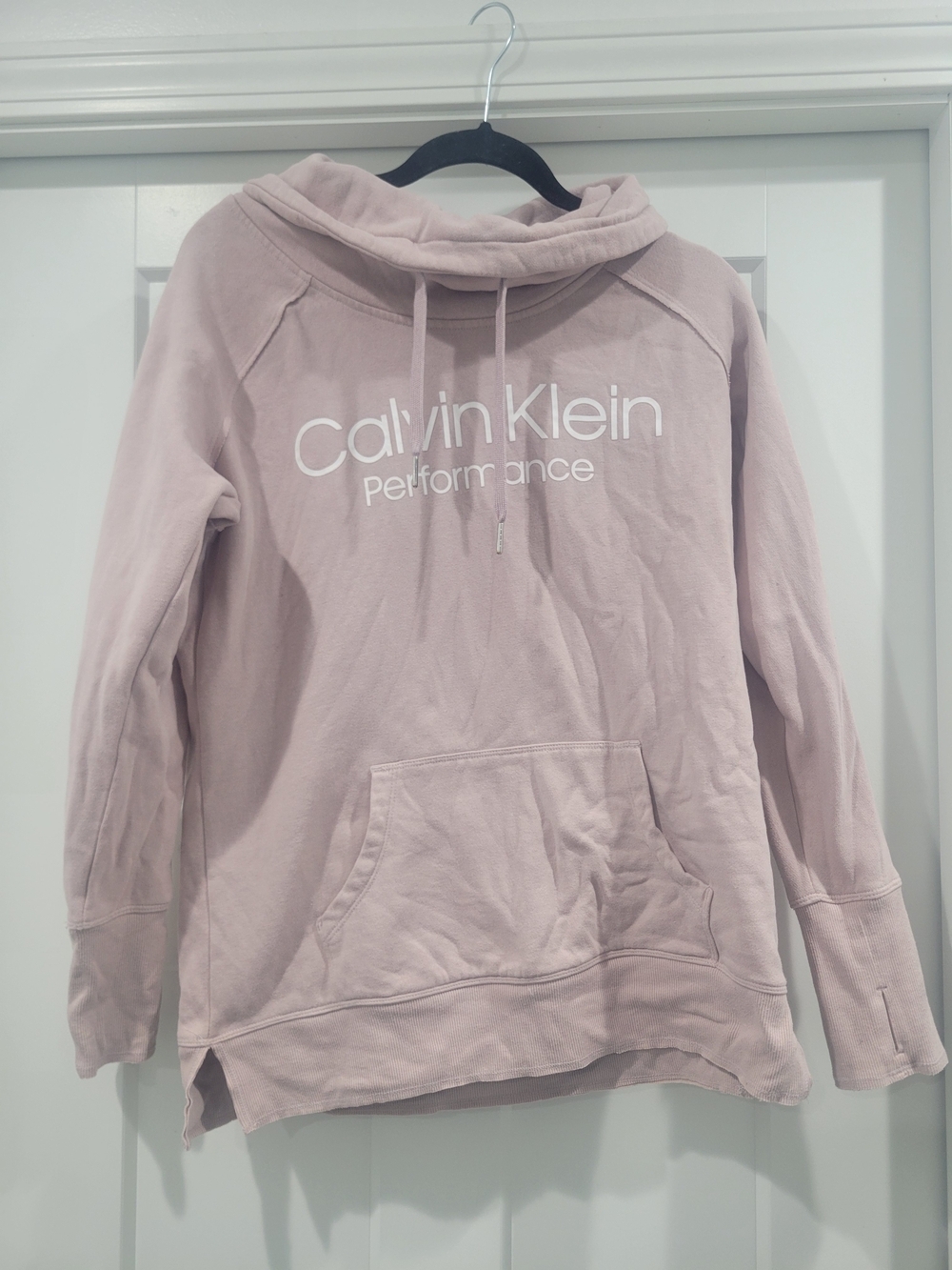 Calvin Klein Performance Cowl Neck Logo Hoodie Light Pink